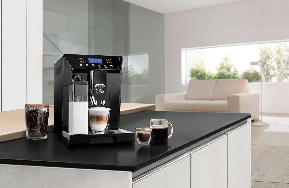 De'Longhi Eletta Evo ECAM 46.860.B Kaffeevollautomat mit LatteCrema Milchsystem, Cappuccino und Espresso auf Knopfdruck, LCD Display und Sensor-Touch-Tasten, schwarz