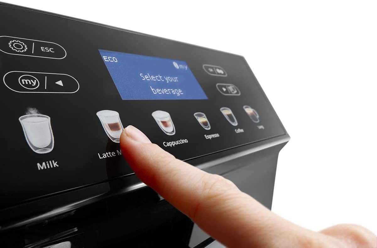 De'Longhi Eletta Evo ECAM 46.860.B Kaffeevollautomat mit LatteCrema Milchsystem, Cappuccino und Espresso auf Knopfdruck, LCD Display und Sensor-Touch-Tasten, schwarz