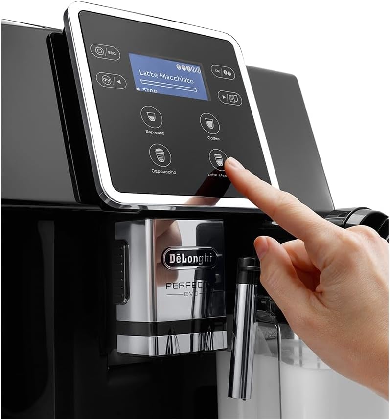 De’Longhi Perfecta Evo ESAM420.40.B Kaffeevollautomat mit LatteCrema Milchsystem, Cappuccino & Espresso auf Knopfdruck, großes LCD-Farbdisplay, Kaffeekannenfunktion, 0.25 kilograms, schwarz