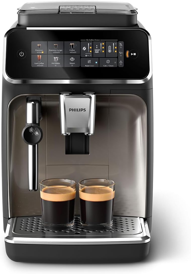 Philips Series 3200 Kaffeevollautomat – LatteGo Milchsystem, 5 Kaffeespezialitäten, Intuitives Touchdisplay, Silber (EP3246/70)