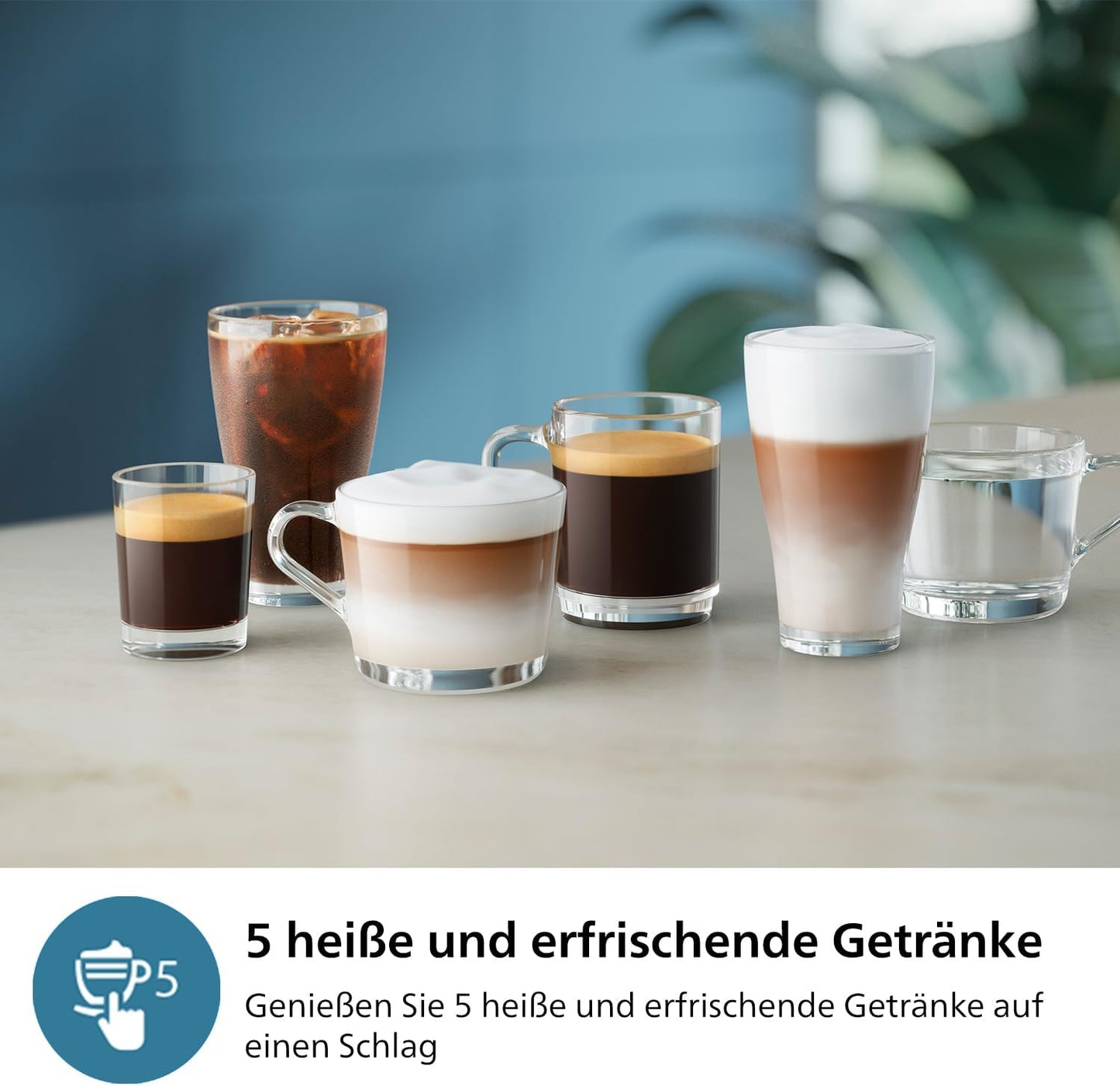 Philips Series 3200 Kaffeevollautomat – LatteGo Milchsystem, 5 Kaffeespezialitäten, Intuitives Touchdisplay, Silber (EP3246/70)