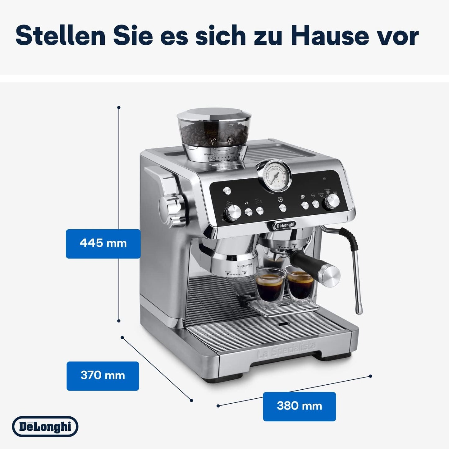 De'Longhi La Specialista Prestigio EC 9355.M – Espresso Siebträgermaschine, Espressomaschine mit integriertem Mahlwerk und professioneller Milchschaumdüse, edelstahl