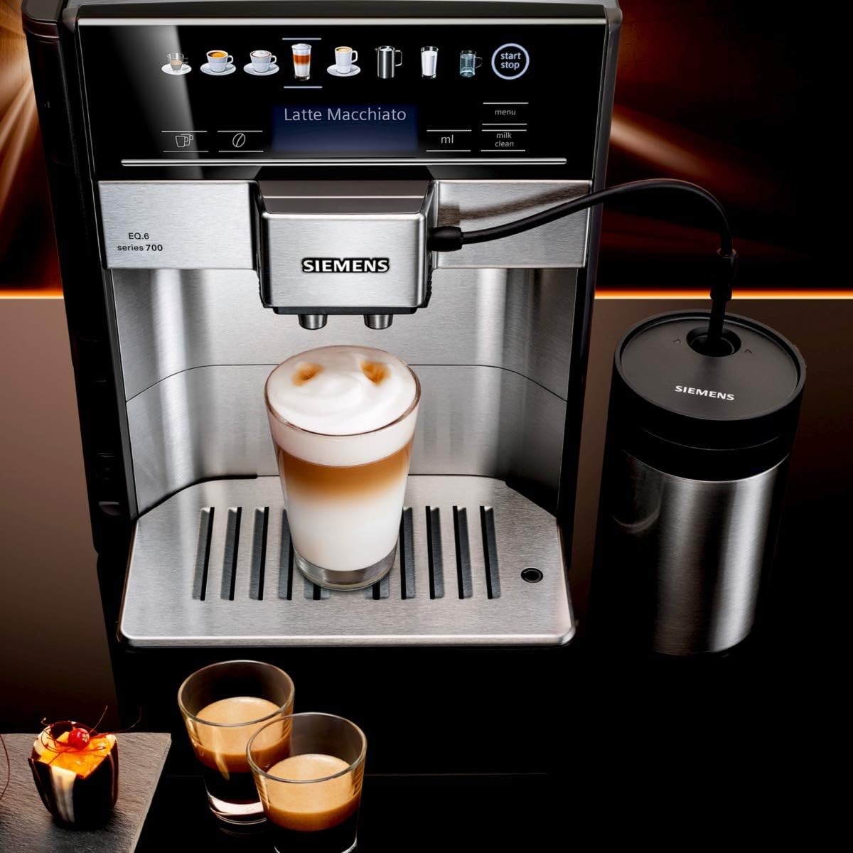 Siemens TE655203RW Freistehende Espressomaschine, 1,7l; 2Tassen; Schwarz, Grau, Silber