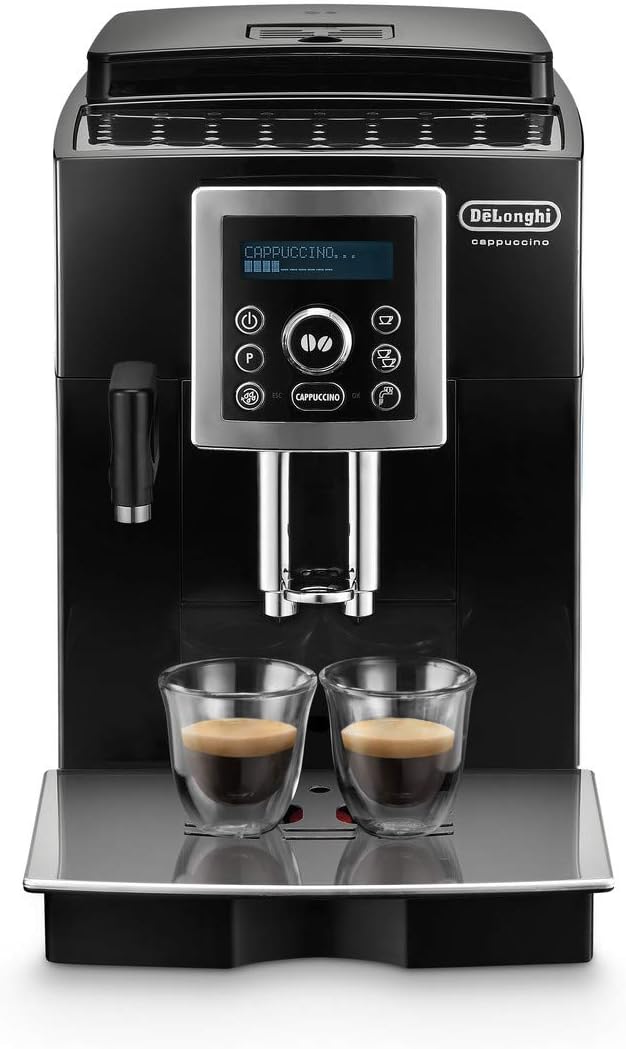 De'Longhi ECAM 23.466.B Kaffeevollautomat mit Milchsystem, Cappuccino und Espresso auf Knopfdruck, Digitaldisplay mit Klartext, 2-Tassen-Funktion, Großer 1,8 Liter Wassertank, Schwarz