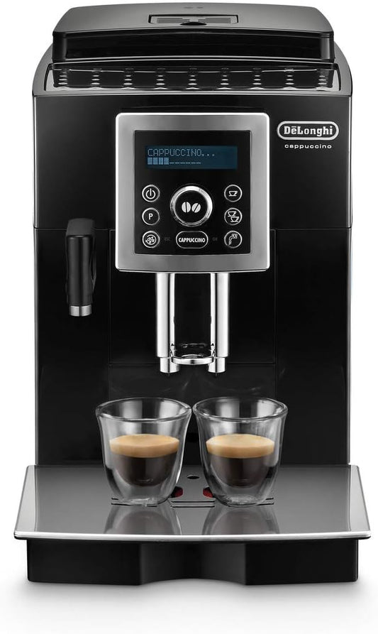 De'Longhi ECAM 23.466.B Kaffeevollautomat mit Milchsystem, Cappuccino und Espresso auf Knopfdruck, Digitaldisplay mit Klartext, 2-Tassen-Funktion, Großer 1,8 Liter Wassertank, Schwarz
