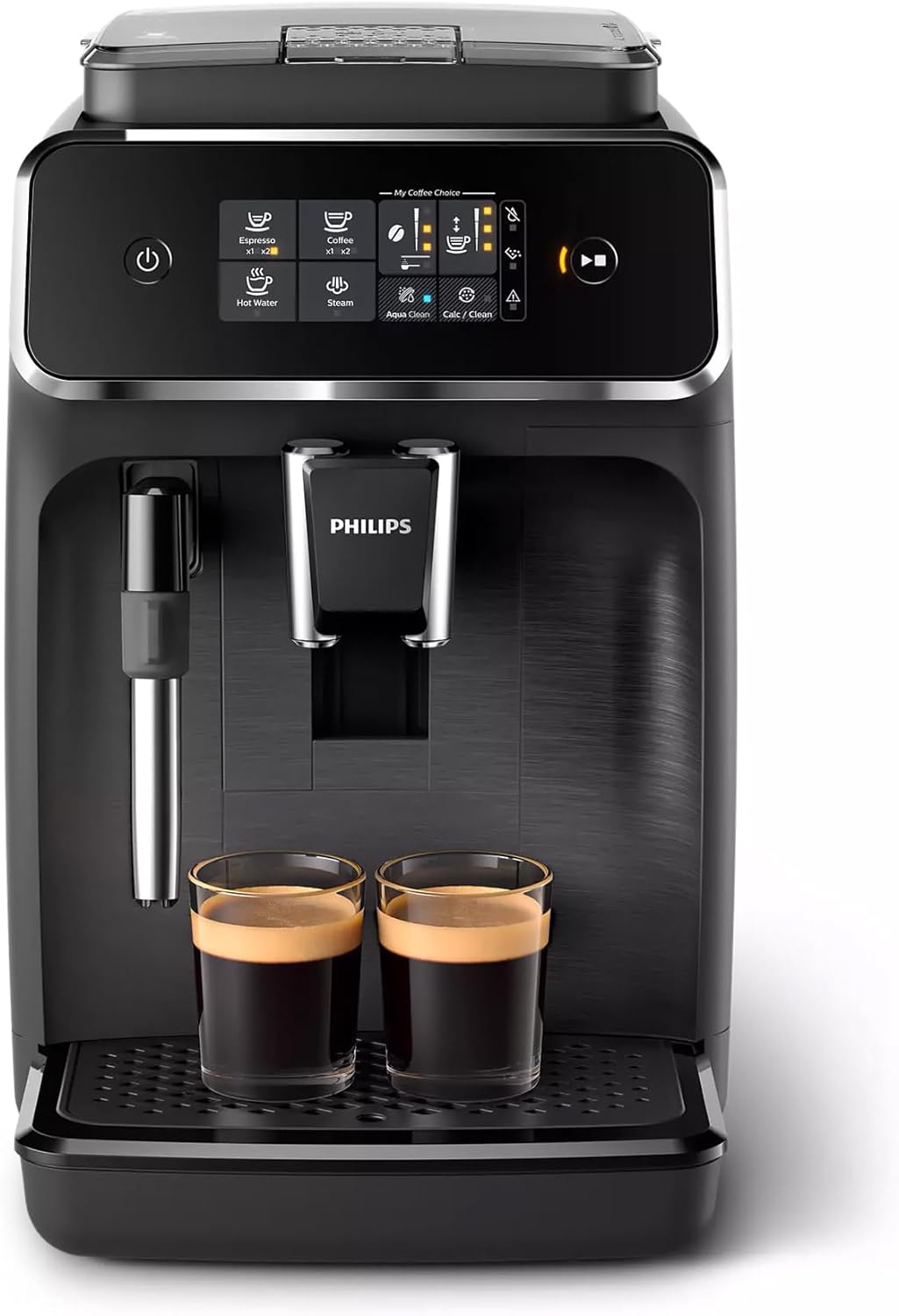 Philips 2300 Series Vollautomatische Espressomaschine - 4 Getränke, Modernes Farb-Touchscreen-Display, LatteGo-Milchsystem, SilentBrew, 100% Keramikmahlwerk, AquaClean Filter. Mattschwarz (EP2330/10)
