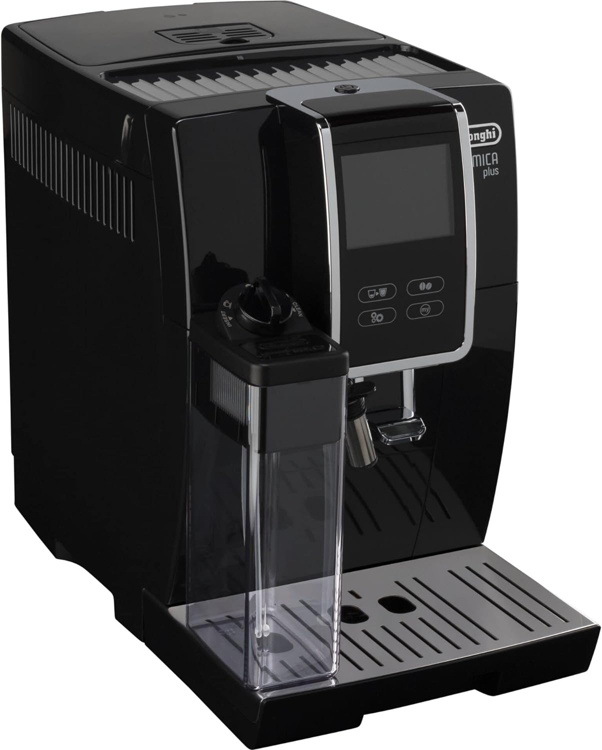 De'Longhi Dinamica Plus ECAM382.70.B, Kaffeevollautomat für Kaffeebohnen, Cappuccino-Maschine mit LatteCrema Hot, Espresso-Maschine mit 18 Rezepten, 3,5-Zoll TFT-Display, 1450W, Schwarz