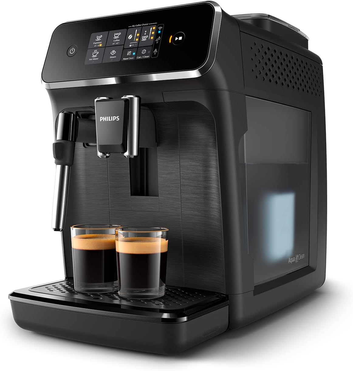 Philips Series 2200 Kaffeevollautomat – WLAN-Konnektivität, Mit App-Steuerung, Klassischer Milchaufschäumer, Intuitives Touchdisplay, Mattes Schwarz (EP2520/10)