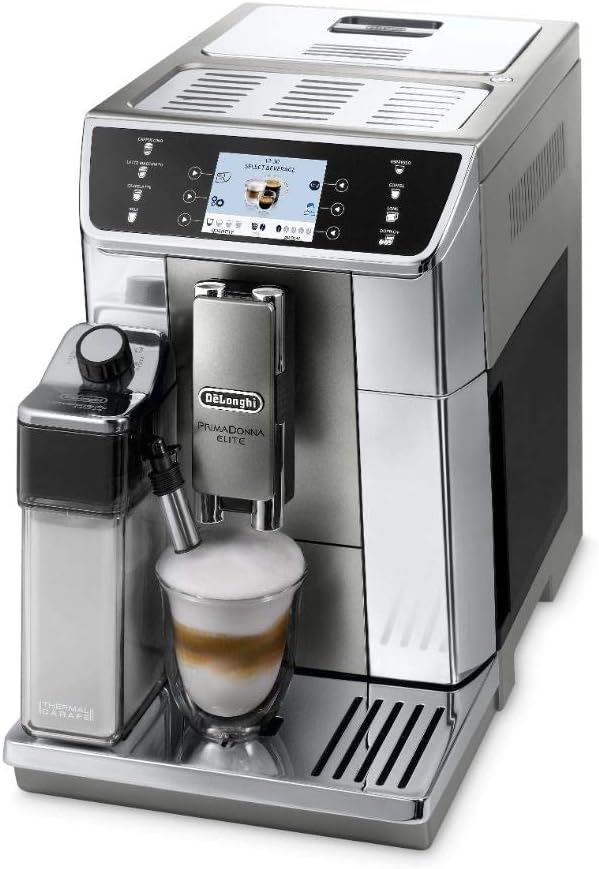 De'Longhi PrimaDonna Elite Experience ECAM 656.85.MS Kaffeevollautomat mit LatteCrema Milchsystem, Cappuccino, 4,3 Zoll Farbdisplay, App-Steuerung, Trinkschokoladenfunktion, Edelstahlfront, silber