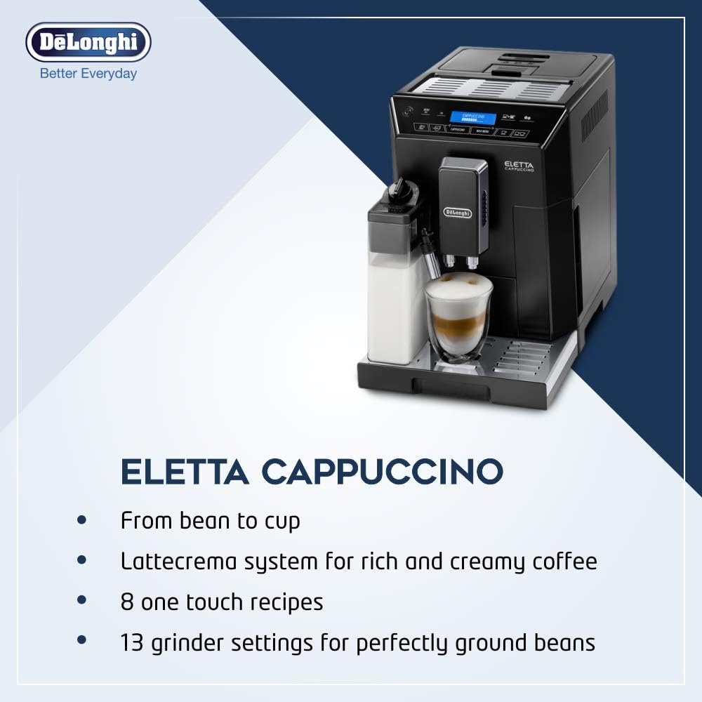 De’Longhi ECAM 44.666.B ELETTA Cappuccino, ECAM44.660.B, Hochglanz-schwarz