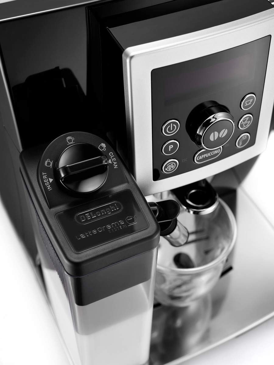 De'Longhi ECAM 23.466.B Kaffeevollautomat mit Milchsystem, Cappuccino und Espresso auf Knopfdruck, Digitaldisplay mit Klartext, 2-Tassen-Funktion, Großer 1,8 Liter Wassertank, Schwarz