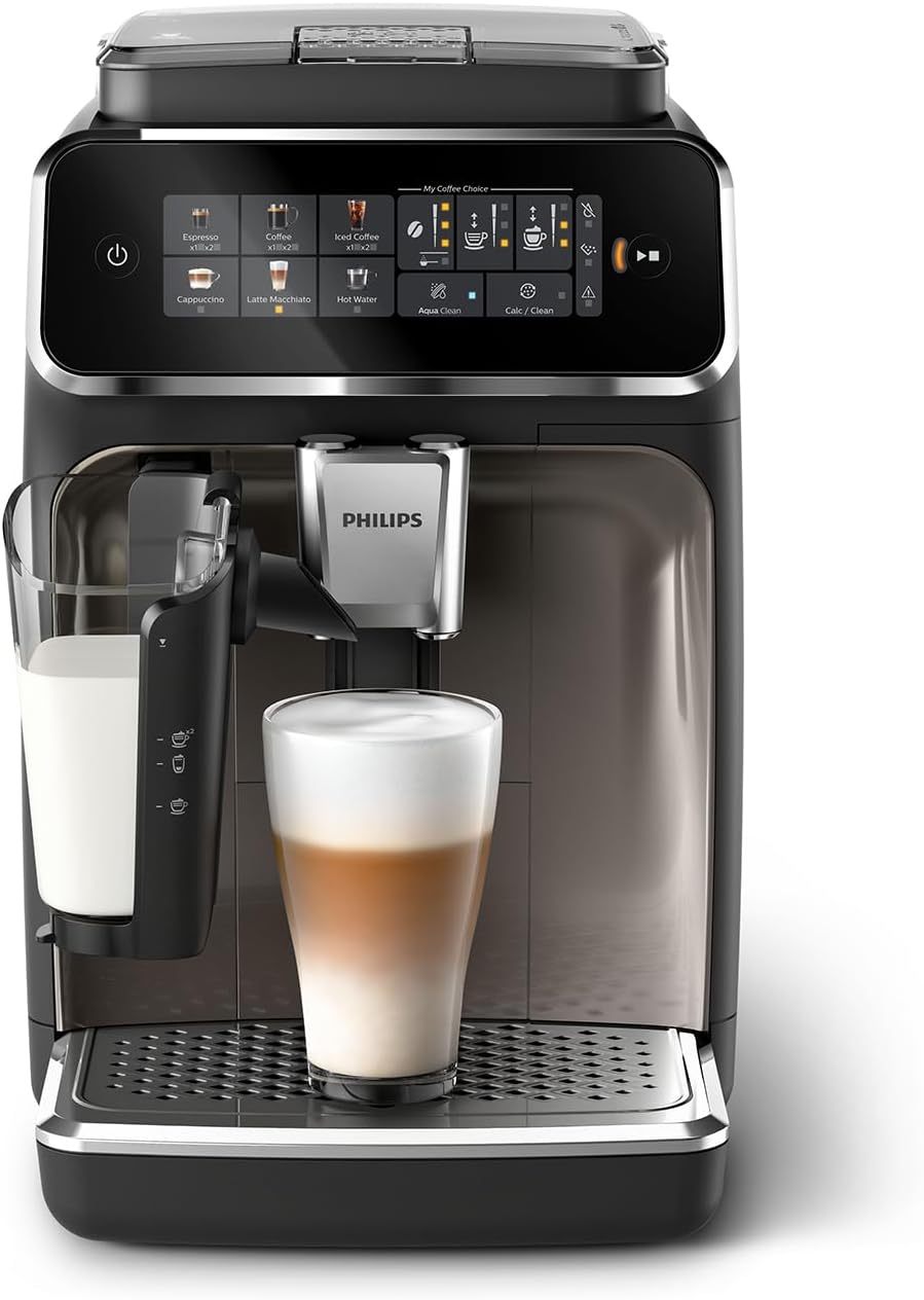 Philips Series 3200 Kaffeevollautomat – LatteGo Milchsystem, 5 Kaffeespezialitäten, Intuitives Touchdisplay, Silber (EP3246/70)