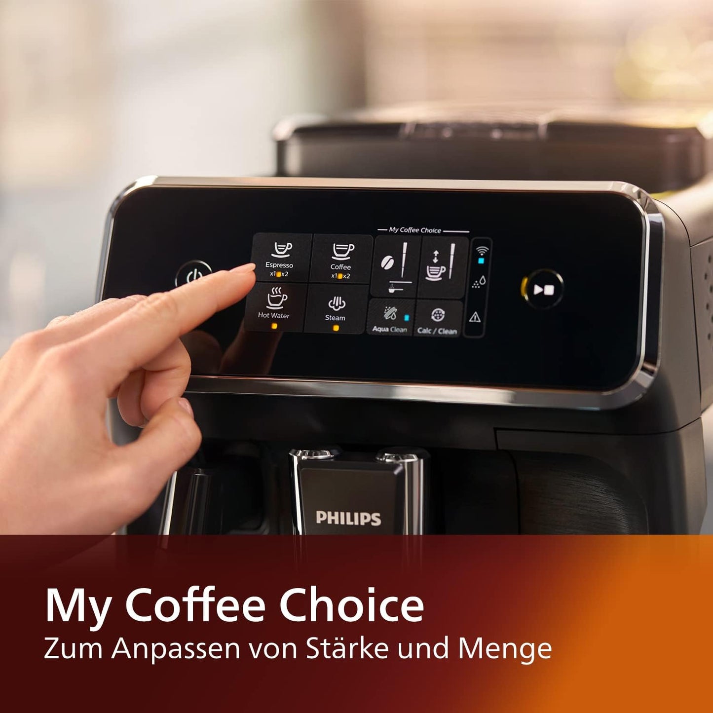 Philips Series 2200 Kaffeevollautomat – WLAN-Konnektivität, Mit App-Steuerung, Klassischer Milchaufschäumer, Intuitives Touchdisplay, Mattes Schwarz (EP2520/10)