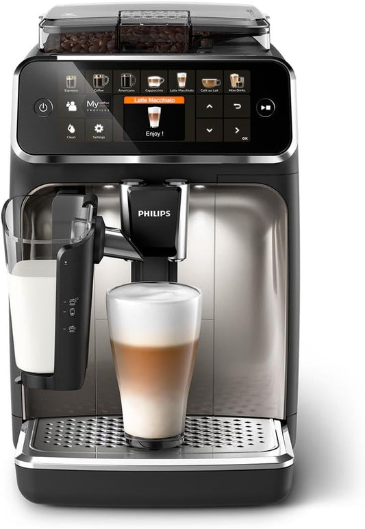 Philips Series 5400 Kaffeevollautomat – LatteGo Milchsystem, 12 Kaffeespezialitäten, Intuitives Display, 4 Benutzerprofile, Schwarz (EP5441/50)