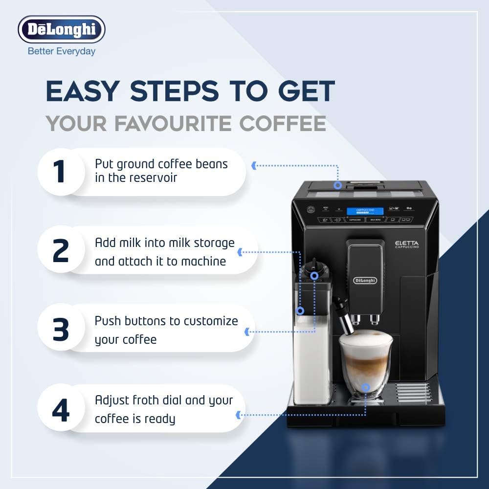 De’Longhi ECAM 44.666.B ELETTA Cappuccino, ECAM44.660.B, Hochglanz-schwarz