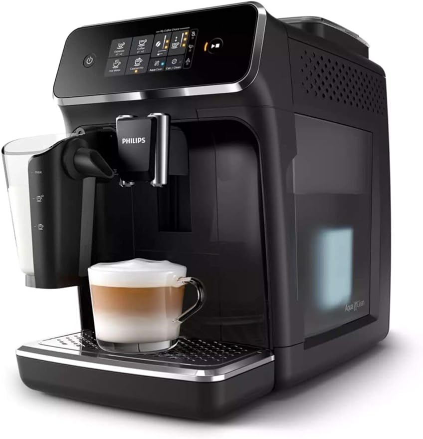 Philips Series 3200 Kaffeevollautomat – LatteGo Milchsystem, 5 Kaffeespezialitäten, Intuitives Touchdisplay, Silber (EP3246/70)