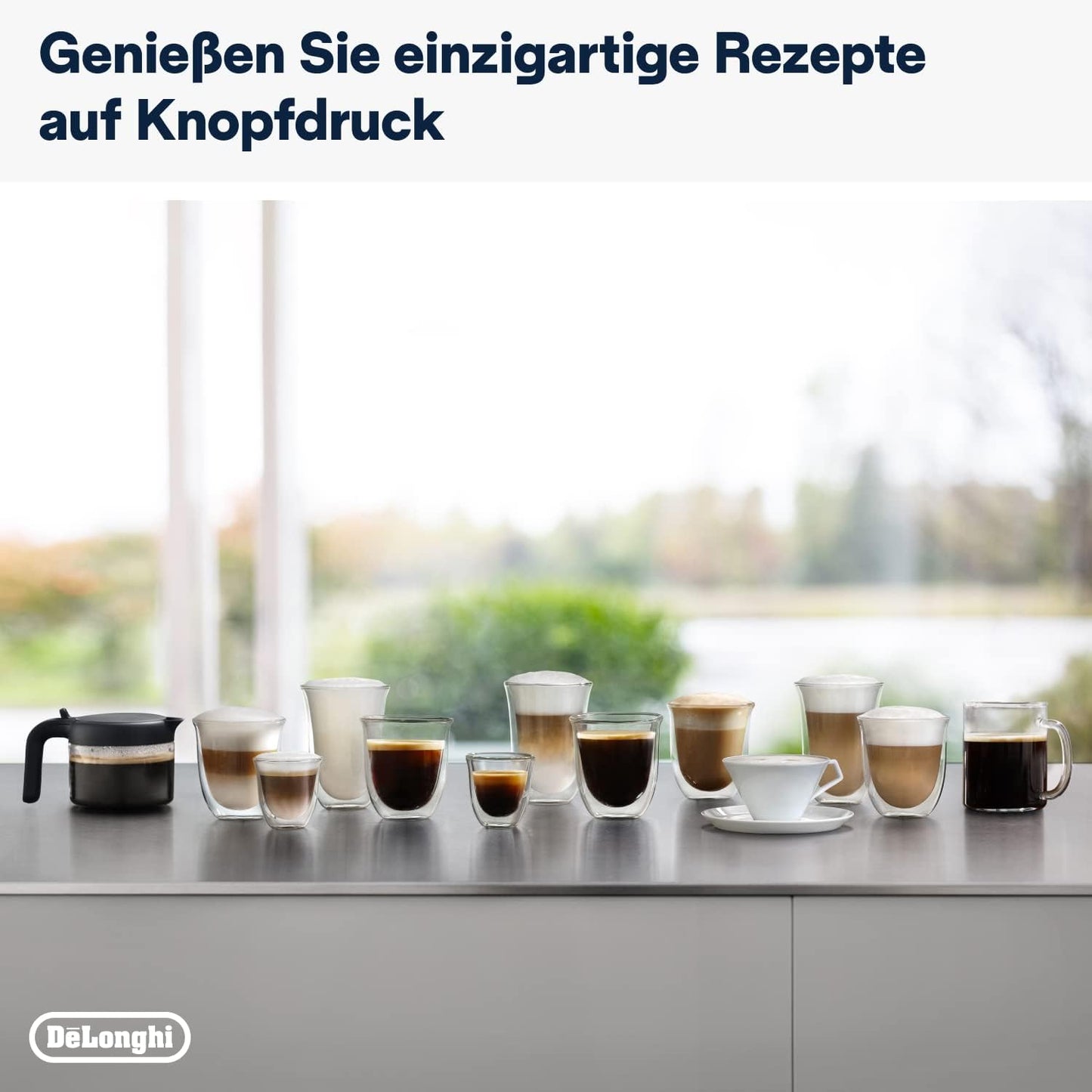 De'Longhi Dinamica Plus ECAM 370.95.T Kaffeevollautomat mit LatteCrema Milchsystem, Cappuccino und Espresso auf Knopfdruck, Touchscreen Farbdisplay und App-Steuerung, Kaffeekannen-Funktion, Titan