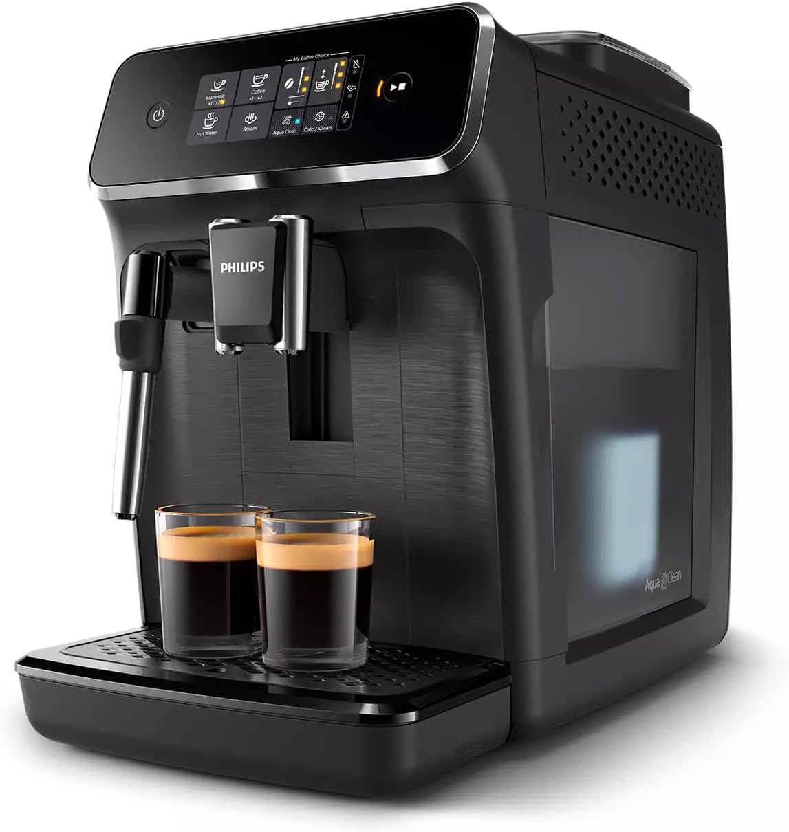 Philips 2300 Series Vollautomatische Espressomaschine - 4 Getränke, Modernes Farb-Touchscreen-Display, LatteGo-Milchsystem, SilentBrew, 100% Keramikmahlwerk, AquaClean Filter. Mattschwarz (EP2330/10)