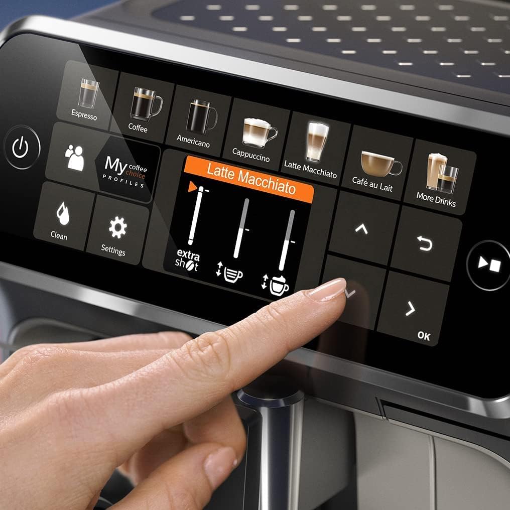 Philips Series 5400 Kaffeevollautomat – LatteGo Milchsystem, 12 Kaffeespezialitäten, Intuitives Display, 4 Benutzerprofile, Schwarz (EP5441/50)