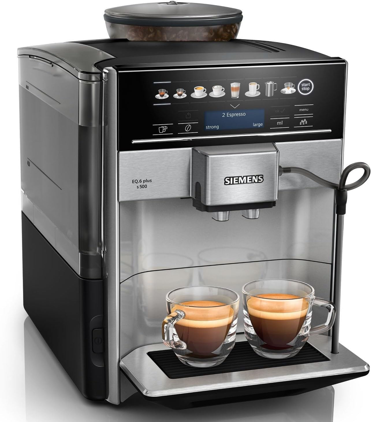 Siemens TE655203RW Freistehende Espressomaschine, 1,7l; 2Tassen; Schwarz, Grau, Silber