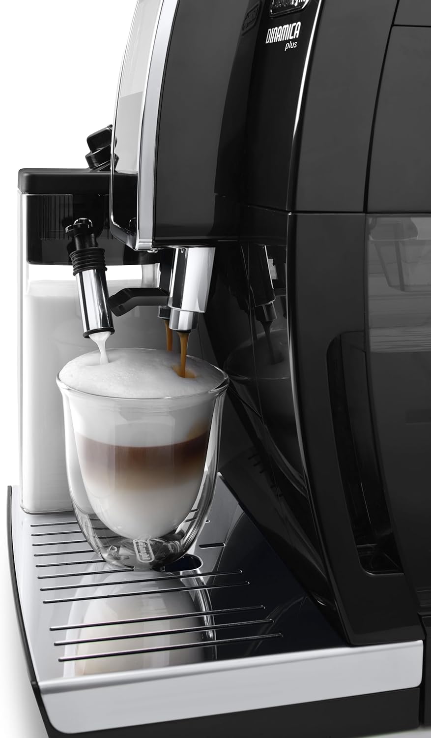 De'Longhi Dinamica Plus ECAM382.70.B, Kaffeevollautomat für Kaffeebohnen, Cappuccino-Maschine mit LatteCrema Hot, Espresso-Maschine mit 18 Rezepten, 3,5-Zoll TFT-Display, 1450W, Schwarz