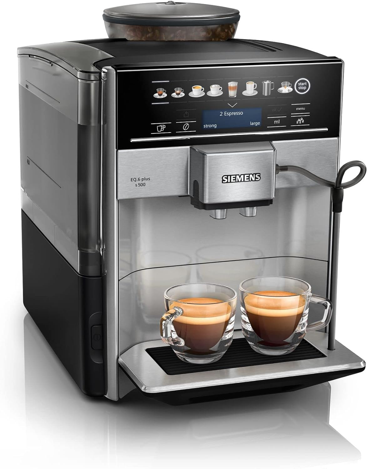 Siemens TE655203RW Freistehende Espressomaschine, 1,7l; 2Tassen; Schwarz, Grau, Silber