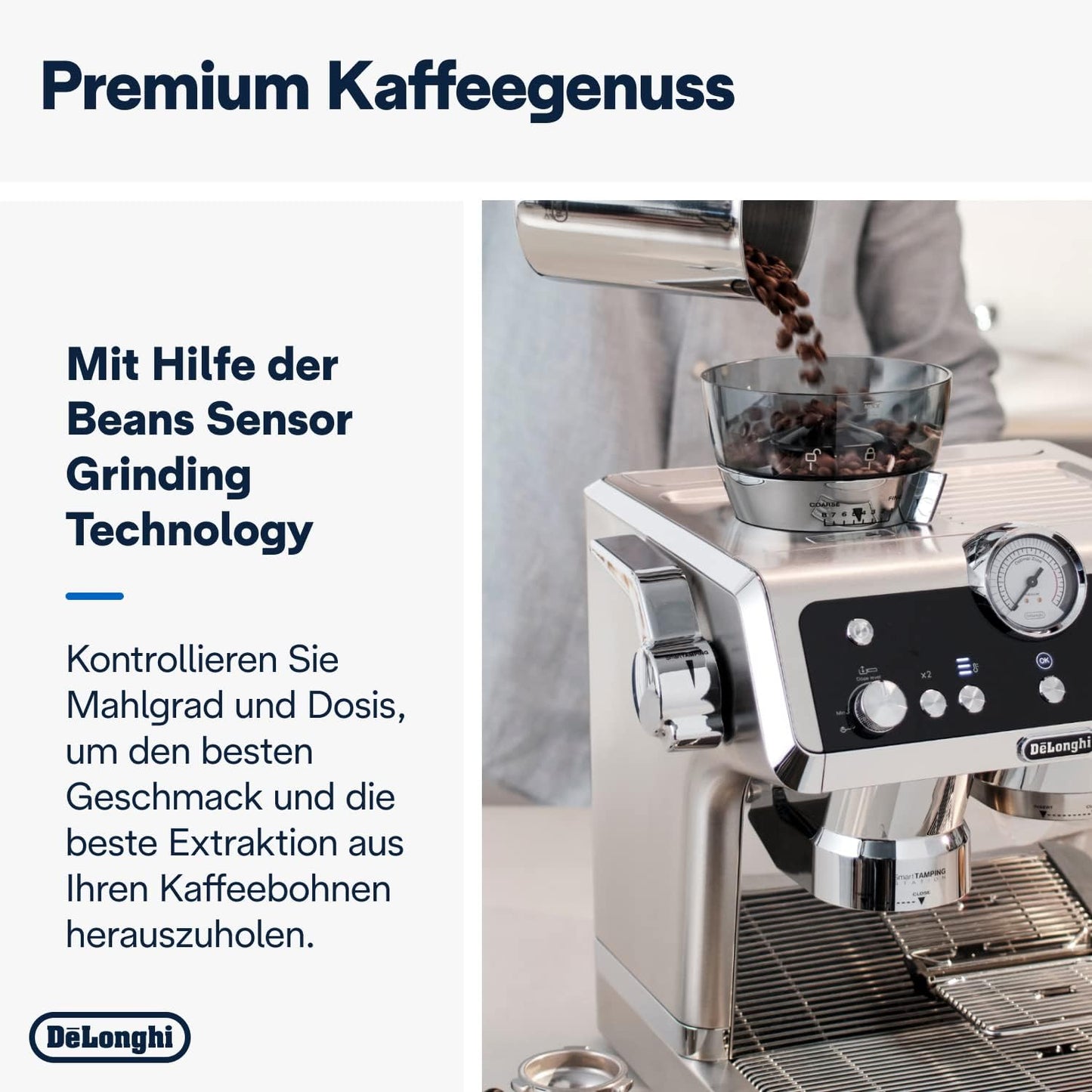 De'Longhi La Specialista Prestigio EC 9355.M – Espresso Siebträgermaschine, Espressomaschine mit integriertem Mahlwerk und professioneller Milchschaumdüse, edelstahl