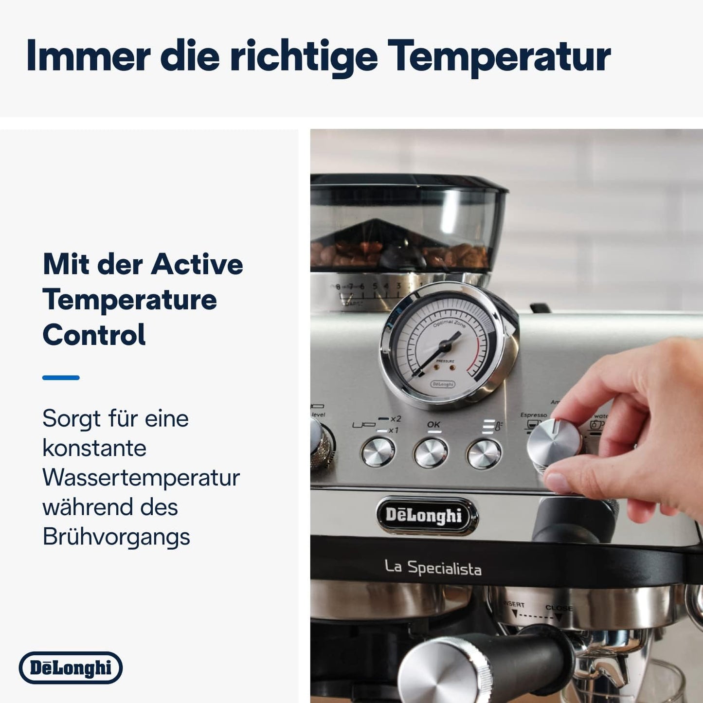 De'Longhi La Specialista Arte Evo EC9255.T Espresso Siebträgermaschine, mit Cold Brew-Funktion, mit Professioneller Milchaufschäumdüse, Sensor-Mahlwerk-Technologie, inkl. Barista-Kit, 1450W, Titan