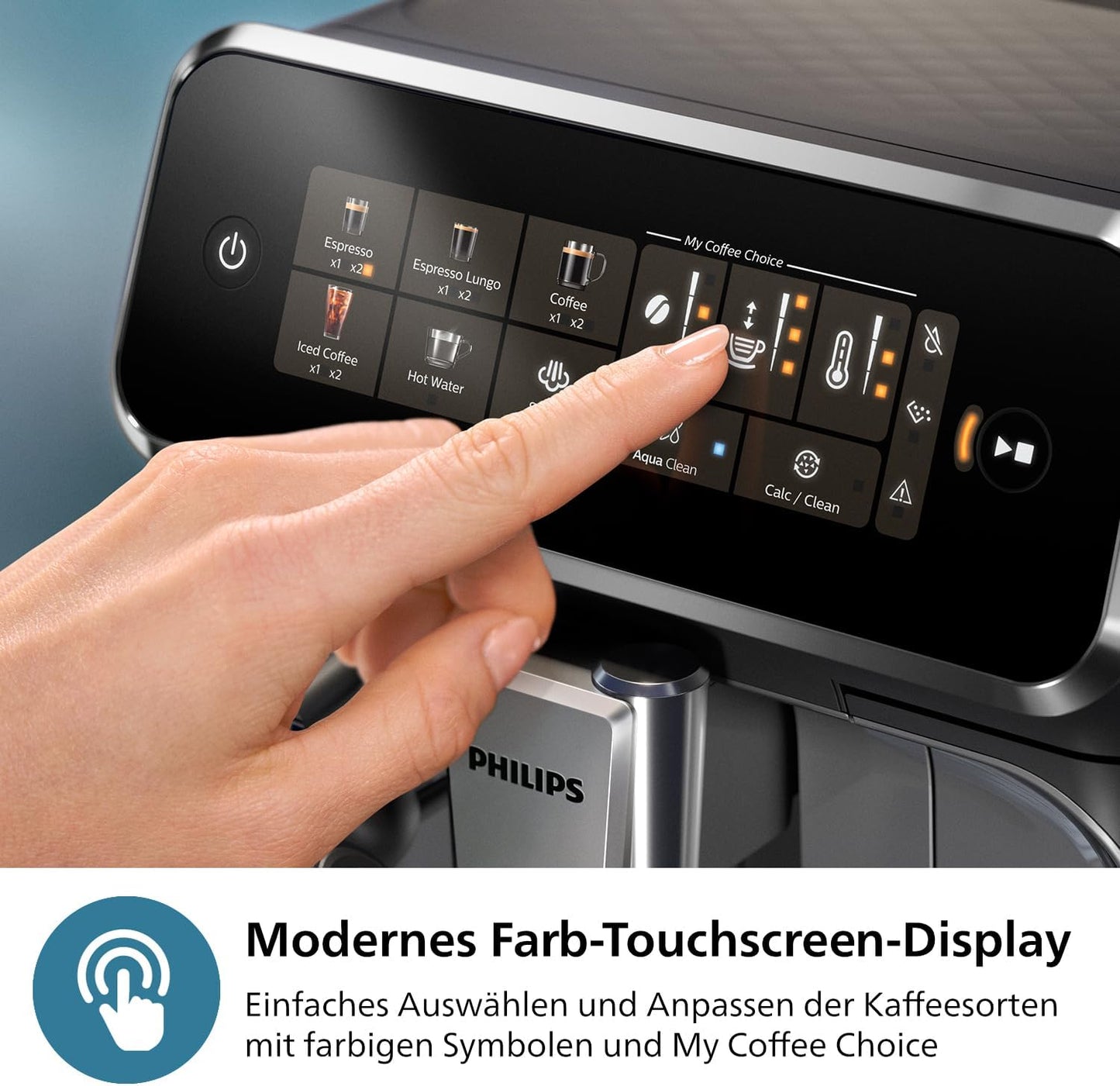 Philips Series 3200 Kaffeevollautomat – LatteGo Milchsystem, 5 Kaffeespezialitäten, Intuitives Touchdisplay, Silber (EP3246/70)