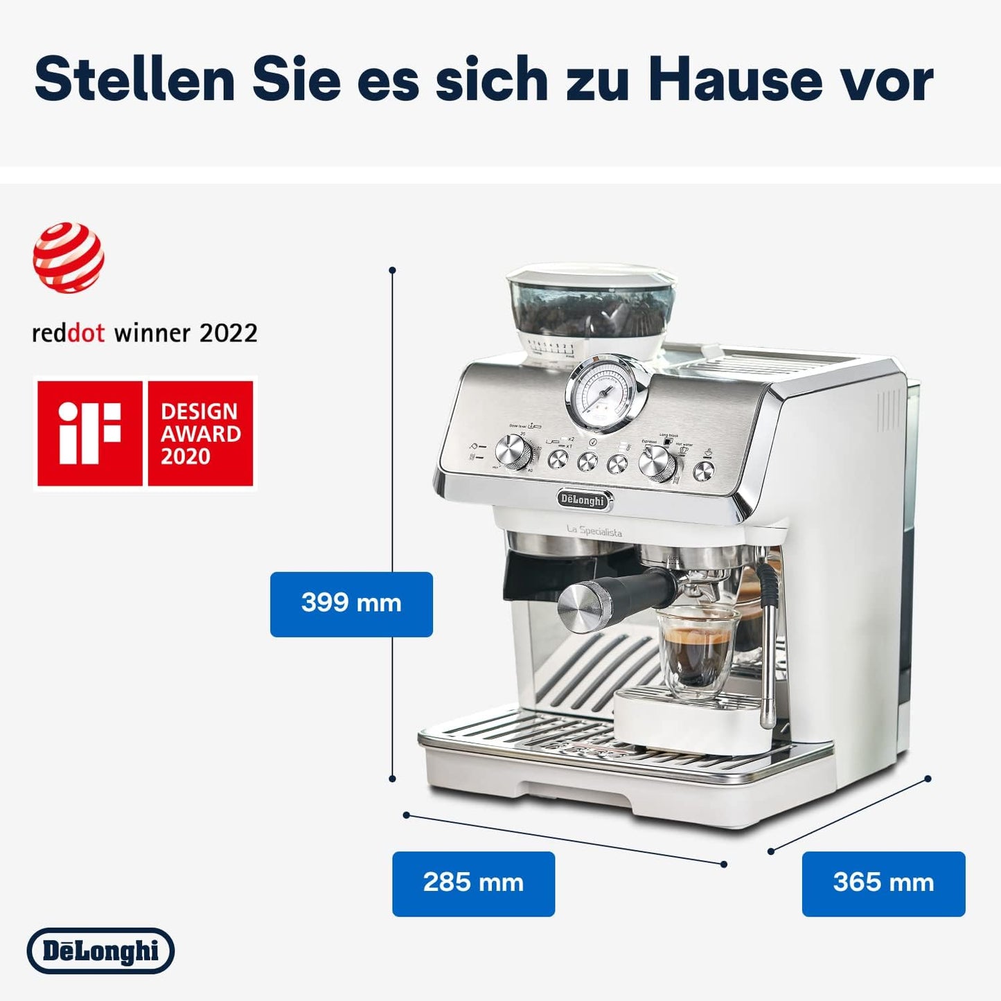De'Longhi La Specialista Arte Evo EC9255.T Espresso Siebträgermaschine, mit Cold Brew-Funktion, mit Professioneller Milchaufschäumdüse, Sensor-Mahlwerk-Technologie, inkl. Barista-Kit, 1450W, Titan