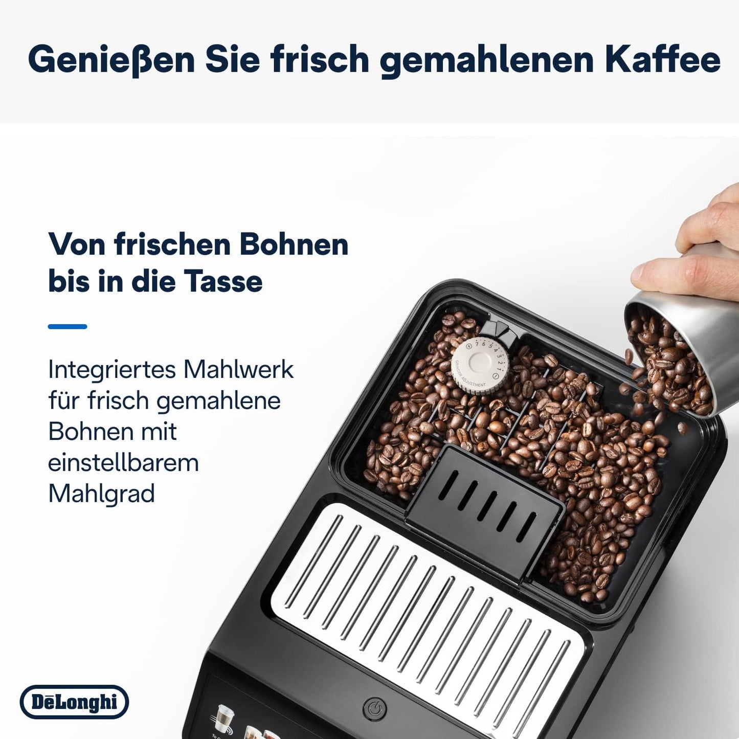 De'Longhi Eletta Explore Perfetto ECAM452.57.G Kaffeevollautomat mit LatteCrema Milchsystem, heiße und erfrischende Getränke auf Knopfdruck, 3,5 Zoll TFT Touchscreen Farbdisplay, Kaffeekanne inklusive
