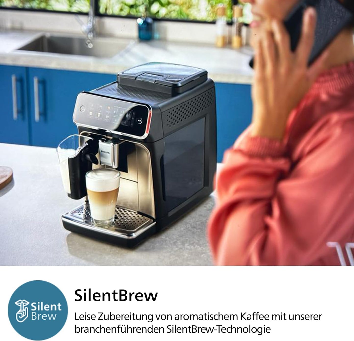 Philips Series 3200 Kaffeevollautomat – LatteGo Milchsystem, 5 Kaffeespezialitäten, Intuitives Touchdisplay, Silber (EP3246/70)