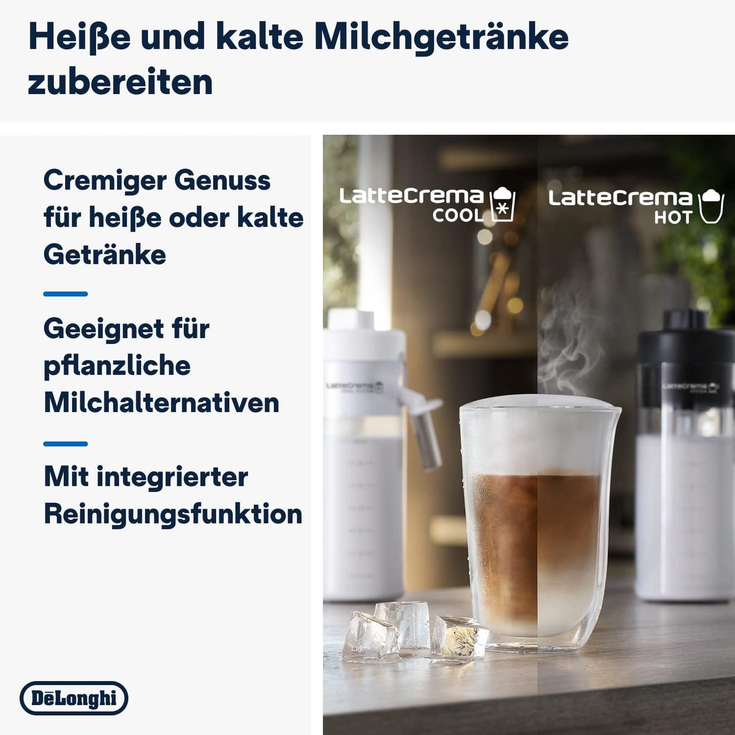 De'Longhi Eletta Explore Perfetto ECAM452.57.G Kaffeevollautomat mit LatteCrema Milchsystem, heiße und erfrischende Getränke auf Knopfdruck, 3,5 Zoll TFT Touchscreen Farbdisplay, Kaffeekanne inklusive