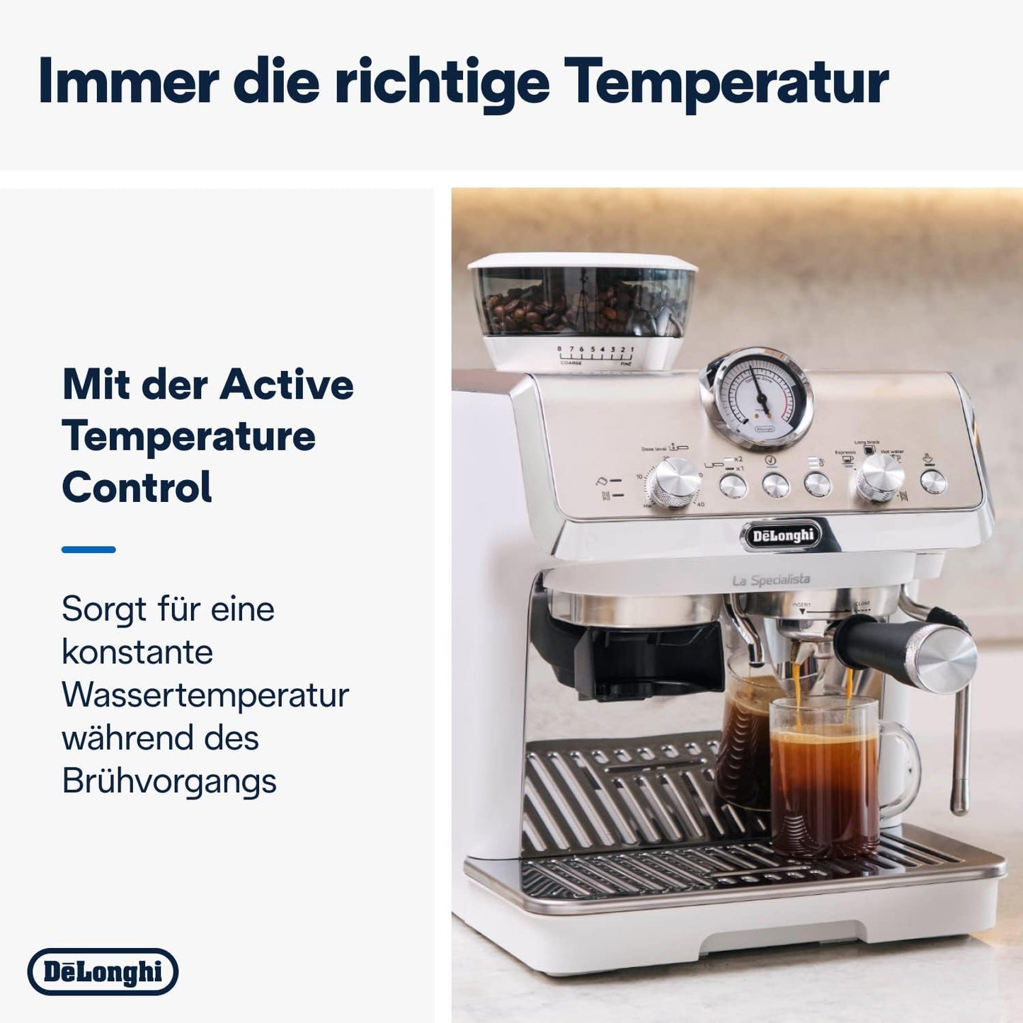 De'Longhi La Specialista Arte Evo EC9255.T Espresso Siebträgermaschine, mit Cold Brew-Funktion, mit Professioneller Milchaufschäumdüse, Sensor-Mahlwerk-Technologie, inkl. Barista-Kit, 1450W, Titan