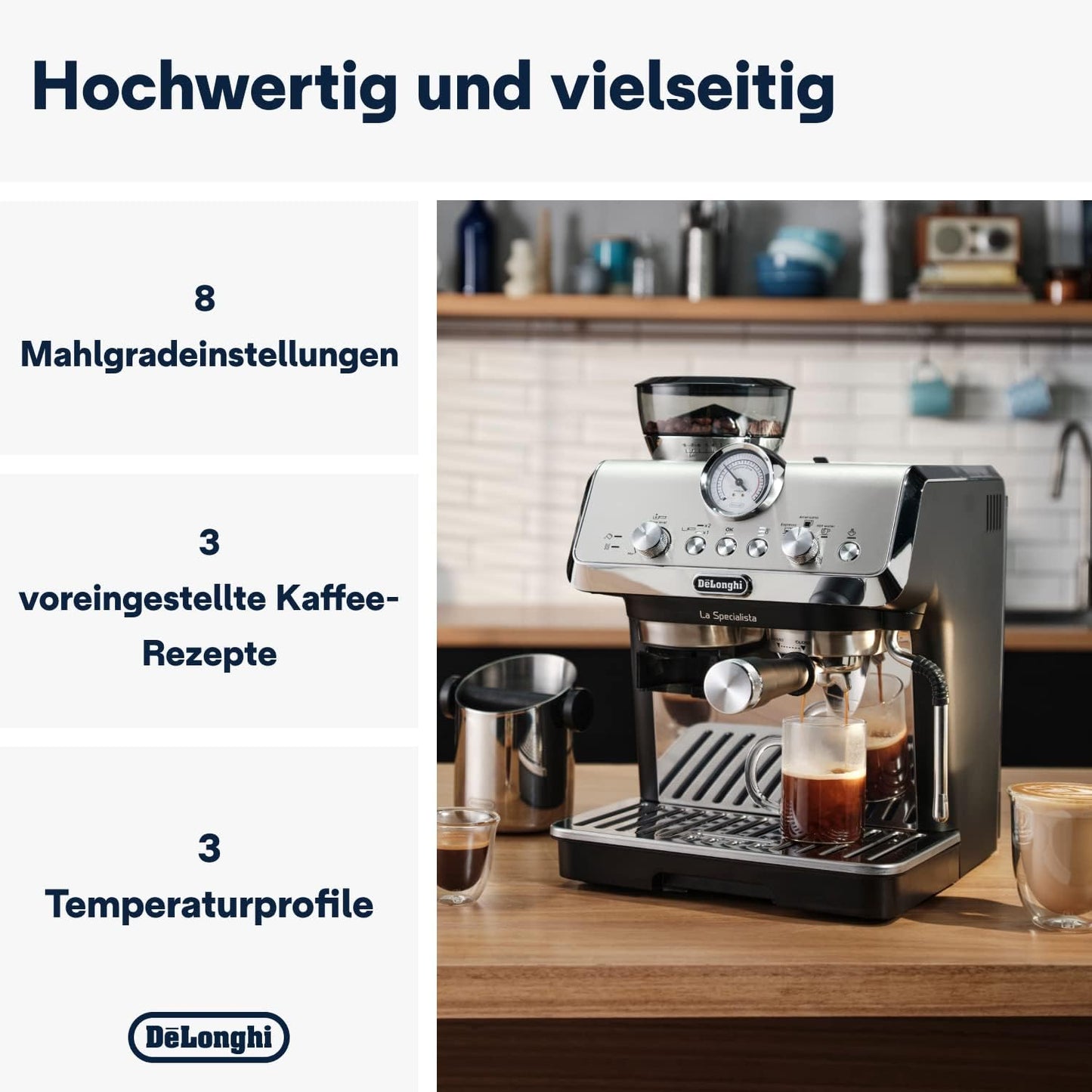 De'Longhi La Specialista Arte Evo EC9255.T Espresso Siebträgermaschine, mit Cold Brew-Funktion, mit Professioneller Milchaufschäumdüse, Sensor-Mahlwerk-Technologie, inkl. Barista-Kit, 1450W, Titan