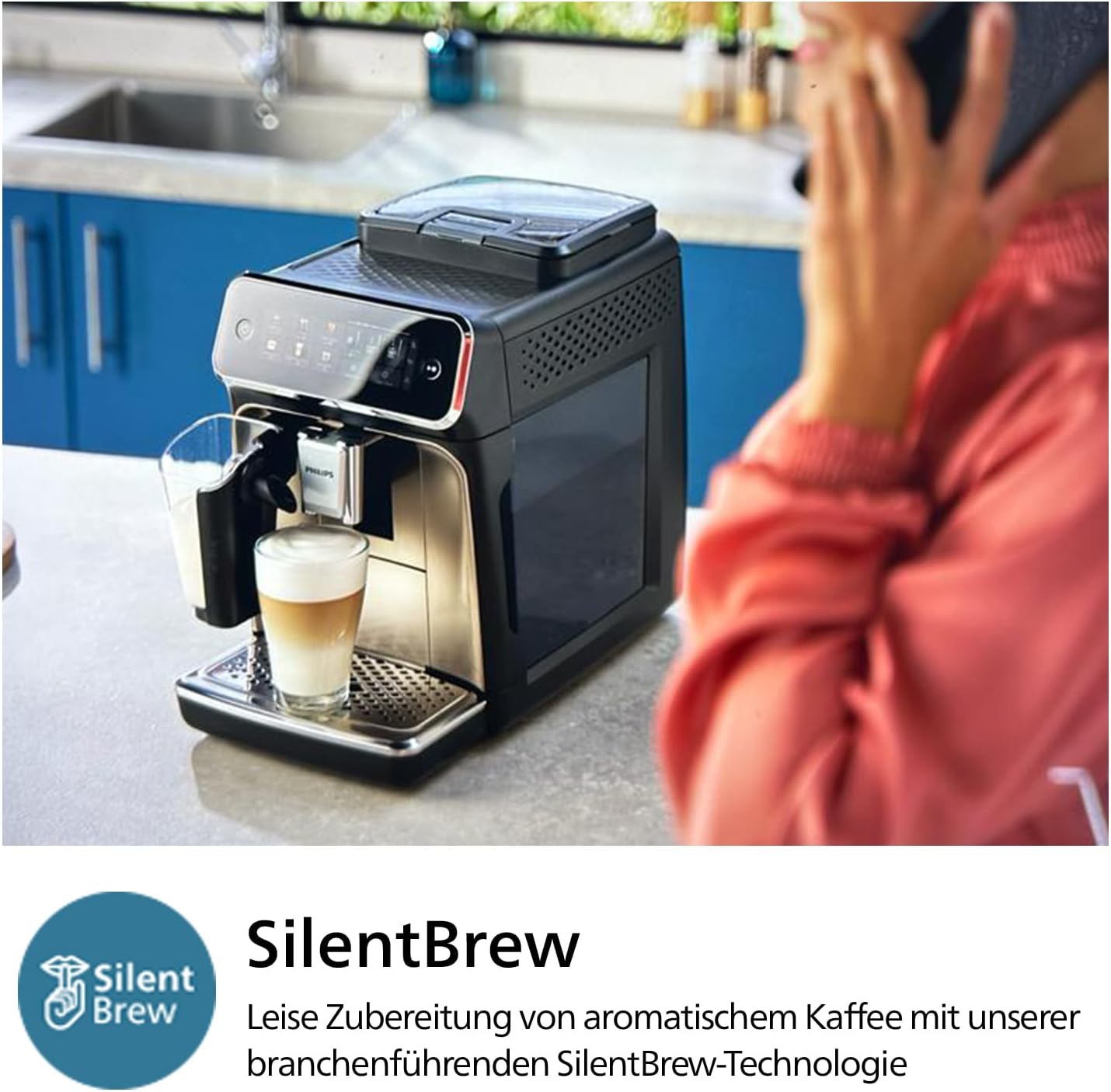 Philips Series 3200 Kaffeevollautomat – LatteGo Milchsystem, 5 Kaffeespezialitäten, Intuitives Touchdisplay, Silber (EP3246/70)