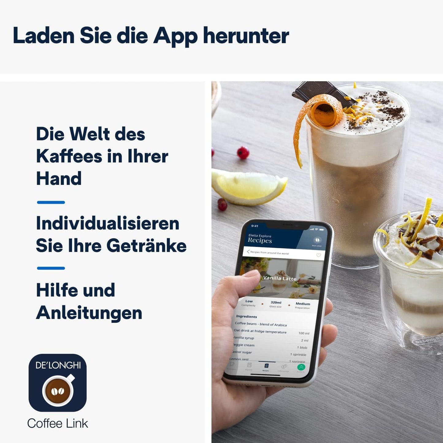 De'Longhi Eletta Explore Perfetto ECAM452.57.G Kaffeevollautomat mit LatteCrema Milchsystem, heiße und erfrischende Getränke auf Knopfdruck, 3,5 Zoll TFT Touchscreen Farbdisplay, Kaffeekanne inklusive
