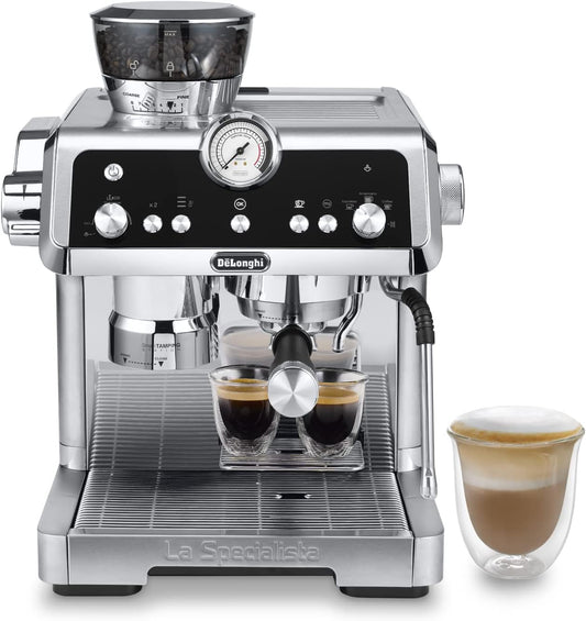 De'Longhi La Specialista Prestigio EC 9355.M – Espresso Siebträgermaschine, Espressomaschine mit integriertem Mahlwerk und professioneller Milchschaumdüse, edelstahl