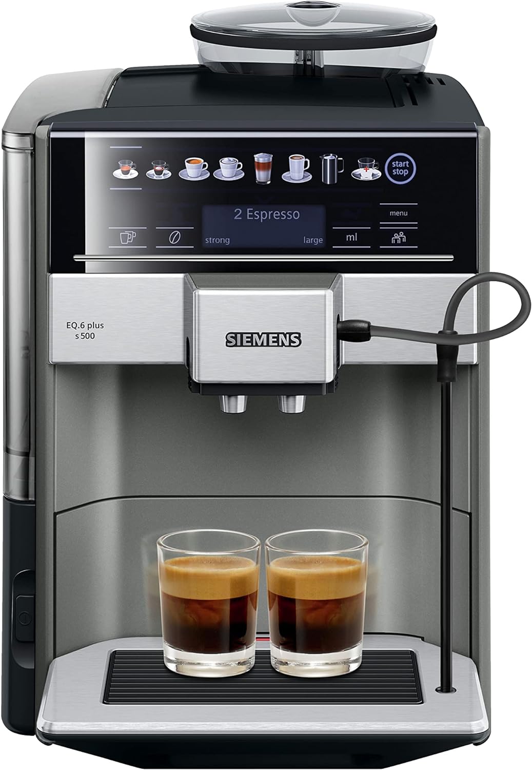 Siemens TE655203RW Freistehende Espressomaschine, 1,7l; 2Tassen; Schwarz, Grau, Silber