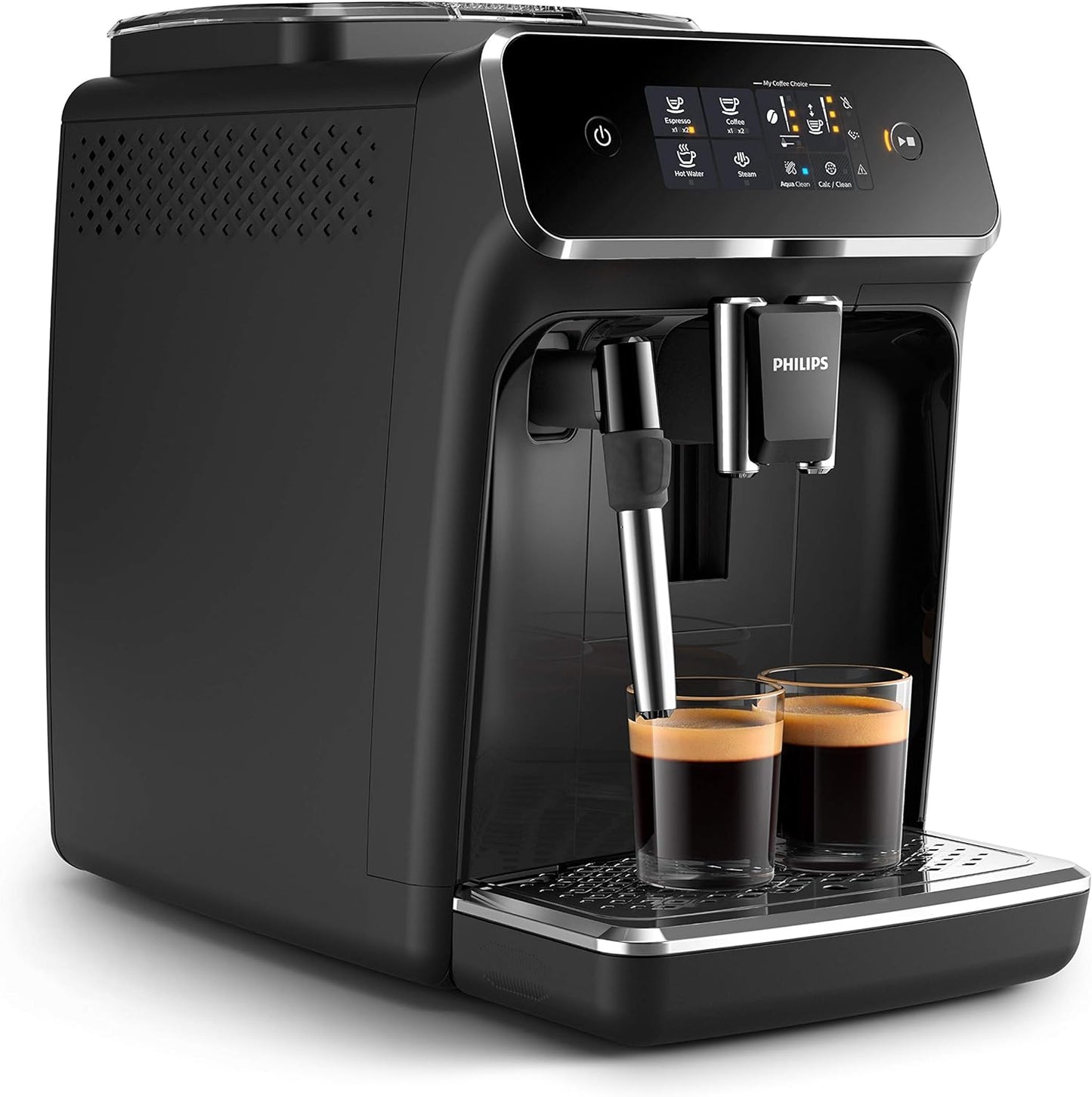 Philips Series 2200 Kaffeevollautomat – WLAN-Konnektivität, Mit App-Steuerung, Klassischer Milchaufschäumer, Intuitives Touchdisplay, Mattes Schwarz (EP2520/10)