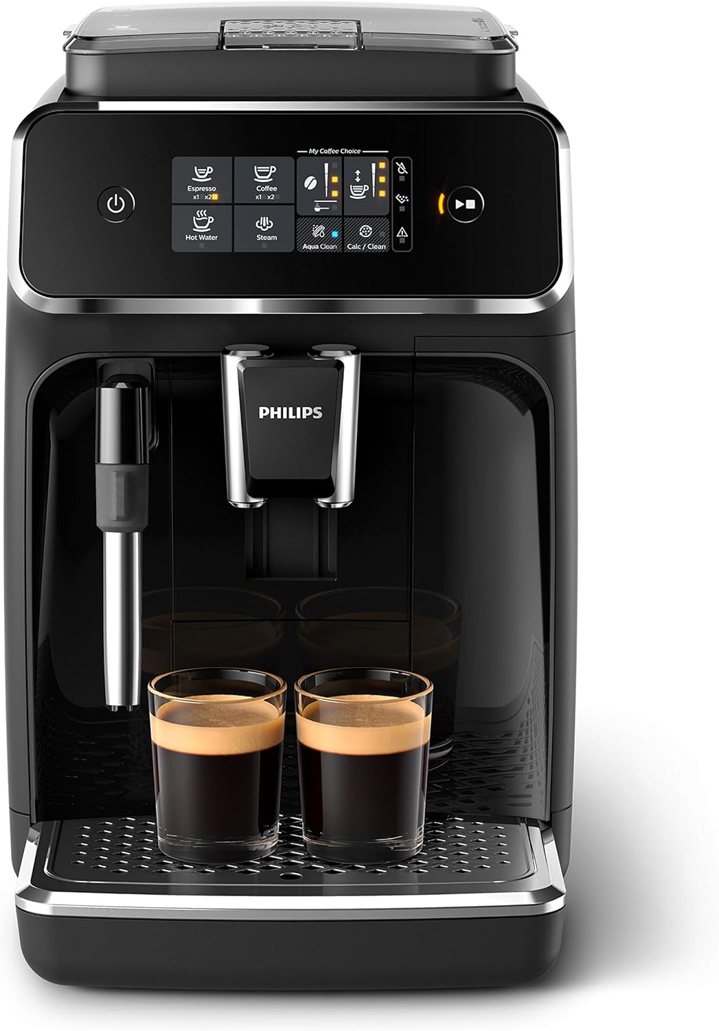 Philips Series 2200 Kaffeevollautomat – WLAN-Konnektivität, Mit App-Steuerung, Klassischer Milchaufschäumer, Intuitives Touchdisplay, Mattes Schwarz (EP2520/10)