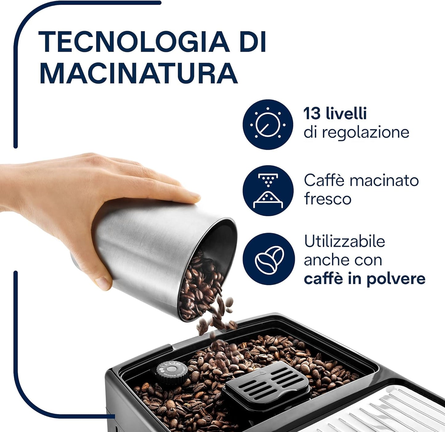 De'Longhi Dinamica ECAM 350.55.B Kaffeevollautomat mit LatteCrema Milchsystem, Cappuccino, Espresso und Kaffee auf Knopfdruck, Digitaldisplay, 2-Tassen-Funktion, Großer 1,8 Liter Wassertank, Schwarz