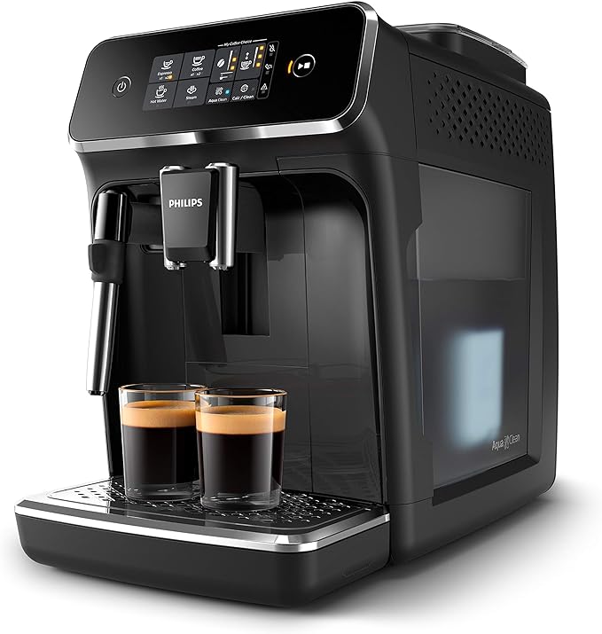 Philips Series 2200 Kaffeevollautomat – WLAN-Konnektivität, Mit App-Steuerung, Klassischer Milchaufschäumer, Intuitives Touchdisplay, Mattes Schwarz (EP2520/10)